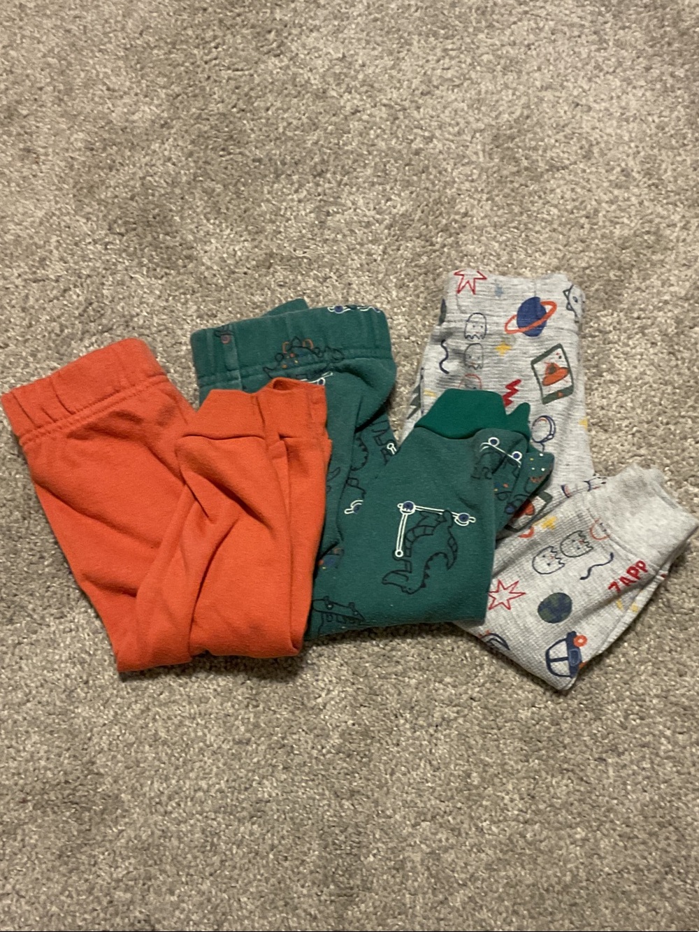 Kids Cozy Bottoms 3-Pack - Orange, Green & Gray